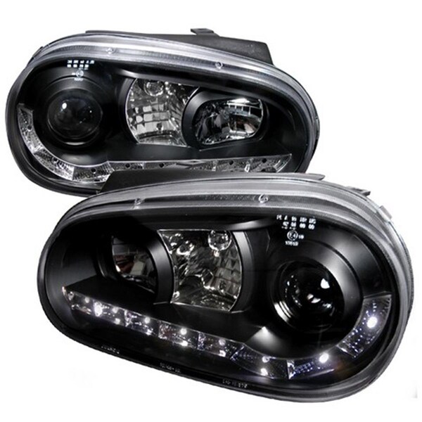 Overtime R8 Style Halo LED Projector Headlights for 99 to 05 Volkswagen Golf- Black - 10 x 20 x 21 in. OV3193573 - main